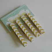 Set of 4 Yellow Chevron Clothespin Magnets